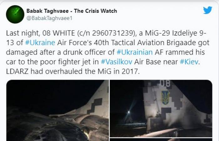 ضابط أوكرانى مخمور يصطدم بسيارته بمقاتلة ميغ-29