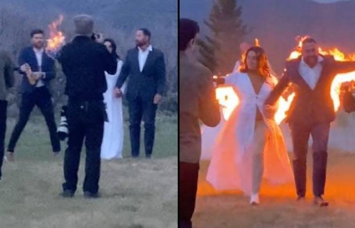 عروسان أمريكيان يضرمان النار بجسديهما ” لجعله يوما لا ينسى”