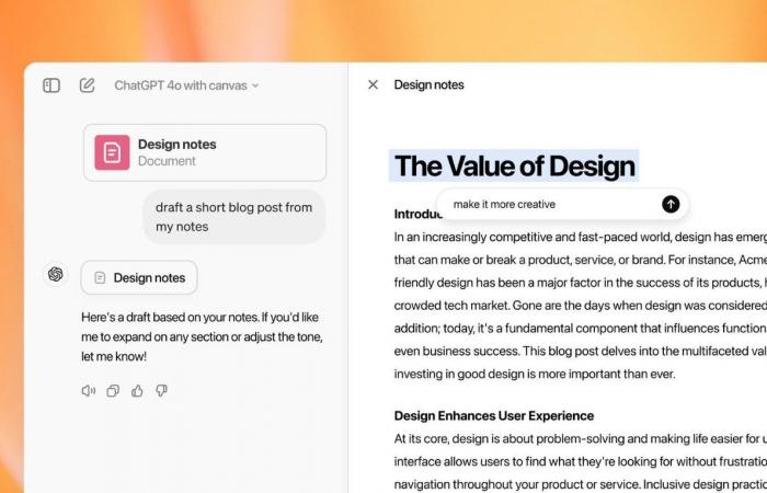 OpenAI تعلن ميزة Canvas لتحسين الكتابة والبرمجة عبر ChatGPT