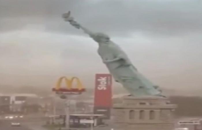 بالفيديو... عاصفة تتسبّب في انهيار "تمثال الحرية"